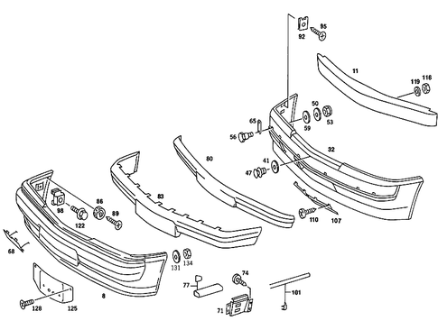 Front Bumper for 1986 Mercedes-Benz 190E #1