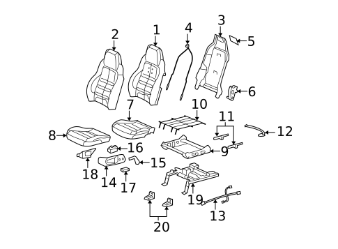 Driver Seat Components for 2010 Chevrolet Corvette #1