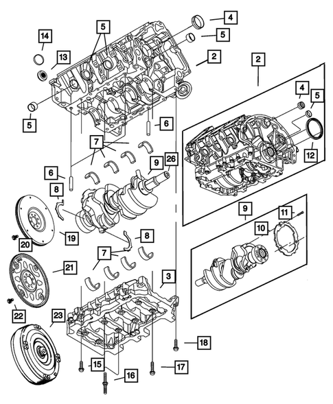Crankshaft, Piston and Torque Converter for 2002 Jeep Liberty #0