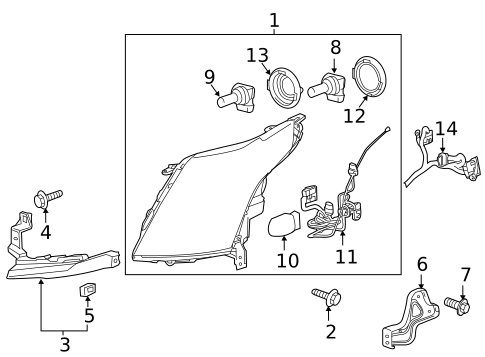 Headlamp Components for 2012 Cadillac SRX #1