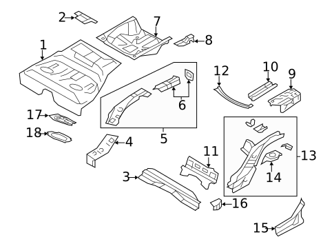 Rear Floor & Rails for 2008 Subaru Impreza #1