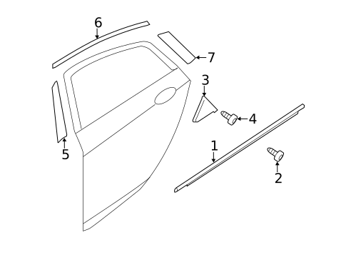 Exterior Trim - Rear Door for 2011 Hyundai Sonata #0