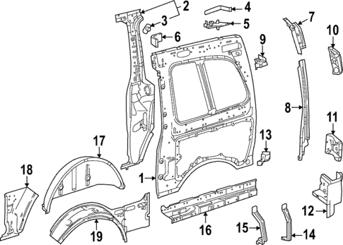 Inner Structure & Rails for 2017 Mercedes-Benz Metris #1
