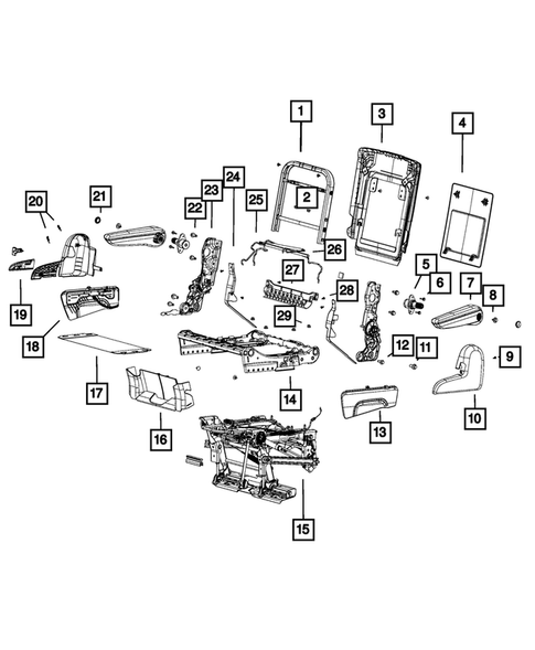 Rear Seats - Second Row - Adjusters, Recliners, Shields and Risers for 2016 Dodge Grand Caravan #1