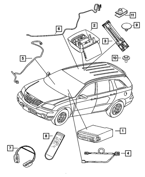 Radio, Antenna, Speakers, DVD and Video systems for 2008 Chrysler Pacifica #1