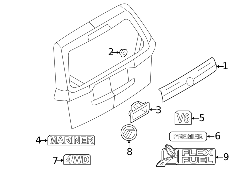 Exterior Trim - Lift Gate for 2010 Mercury Mariner #0