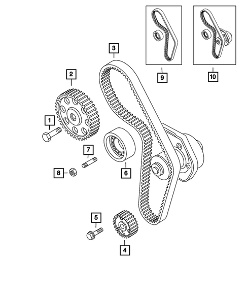Courroie/Chaîne et couvercle de distribution et arbre d'équilibrage pour 2017 Fiat 124 Spider #0