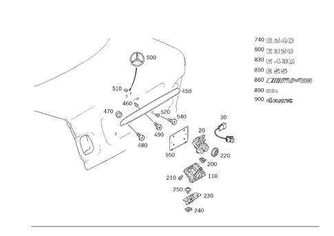 Rear Lid Latch-Type Lock, Rear Lid Attachment Parts for 1998 Mercedes-Benz E430 #5