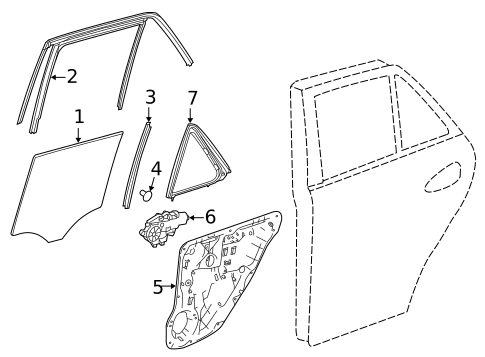 Glass - Rear Door for 2019 Mercedes-Benz GLE63 AMG S #3