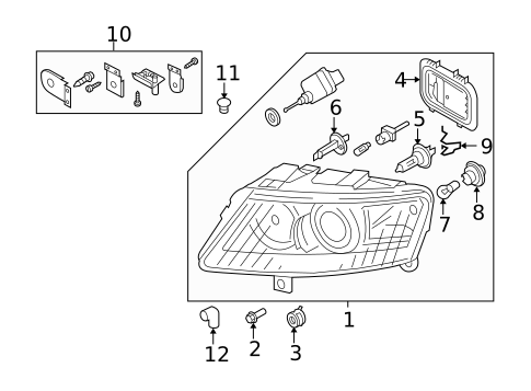 Headlamp Components for 2006 Audi A6 Quattro #1