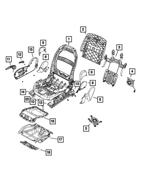 Front Seats - Adjusters, Recliners, Shields and Risers for 2017 Jeep Cherokee #0