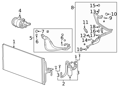 Condenser, Compressor & Lines for 2012 Buick Enclave #7