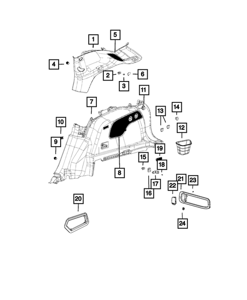 Panels-Moldings-Scuff Plates, Pillar, Cowl, 1/4 Panel Trim and Cargo Covers for 2017 Jeep Cherokee #0