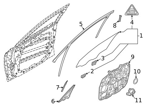 Glass - Front Door for 2023 Genesis GV80 #0