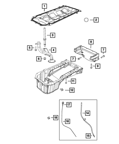 Engine Oiling, Oil Pan and Indicator (Dipstick) for 2021 Jeep Grand Cherokee #0