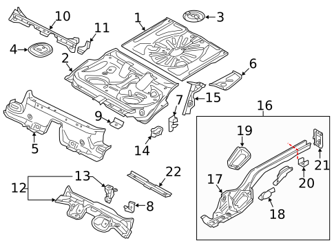 Rear Floor & Rails for 2015 Volkswagen Golf R #0