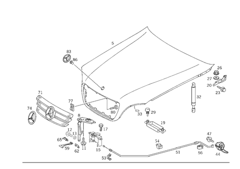 Engine Hood for 1999 Mercedes-Benz ML430 #1