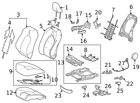 Passenger Seat Components for 2020 Toyota Camry #1