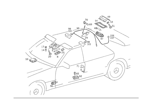 Interior Lamps, Rear Cigar Lighter Cable Harness for 1993 Mercedes-Benz 500SEL #1