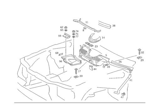 Front Panel Attachment Parts, Battery Frame for 1989 Mercedes-Benz 300CE #2