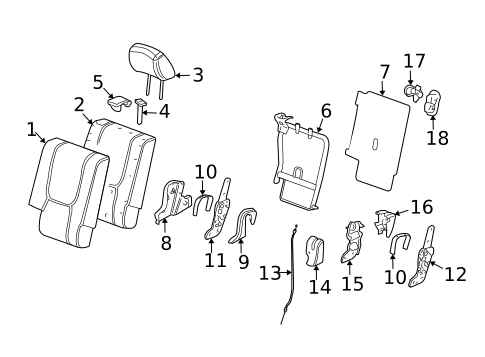 Rear Seat Components for 2006 Pontiac Torrent #0
