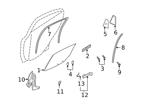 Glass - Rear Door for 2004 Kia Rio #1