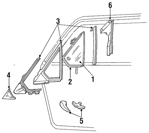 Glass - Front Door for 1985 Mercury Lynx #1