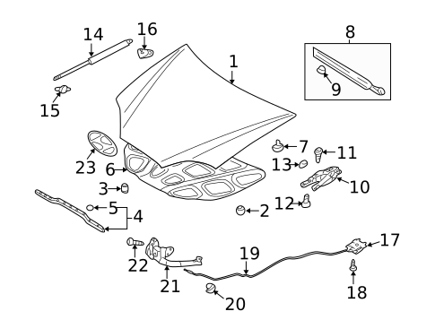 Hood & Components for 2007 Hyundai Tiburon #0