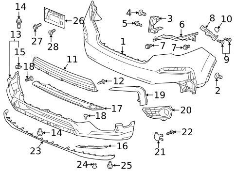 Bumper & Components - Front for 2022 Honda Pilot #0