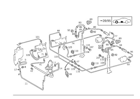 Front & Rear Line Arrangement in Case of Self-Levelling Device for 1993 Mercedes-Benz 600SL #1