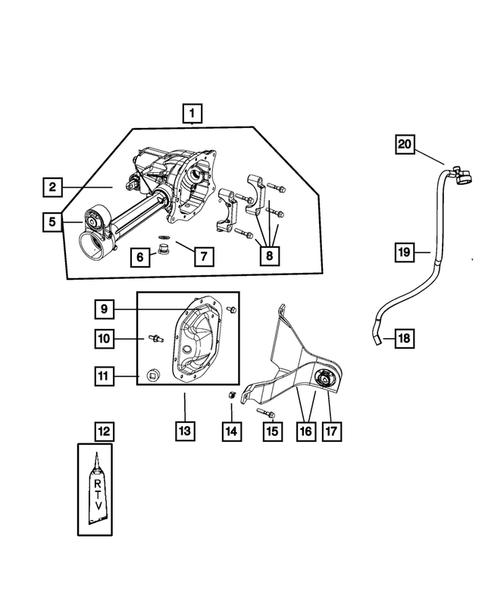 Front Axle; Housing, Differential and Vent for 2008 Jeep Liberty #1