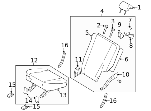 Rear Seat Components for 2007 Kia Sportage #1