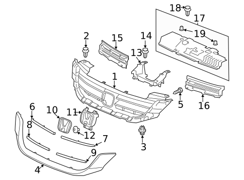 Grille & Components for 2013 Honda Accord #0