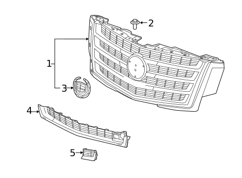 Grille & Components for 2015 Cadillac Escalade ESV #2