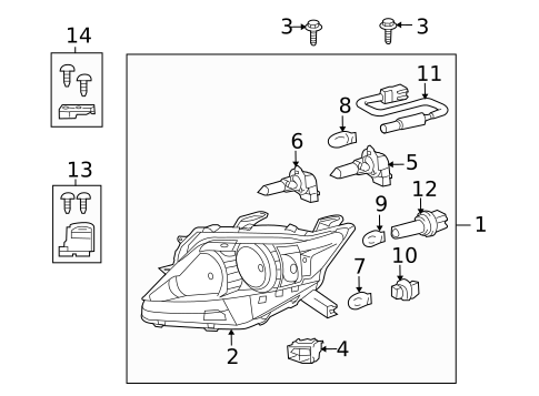 Headlamp Components for 2012 Lexus RX350 #2