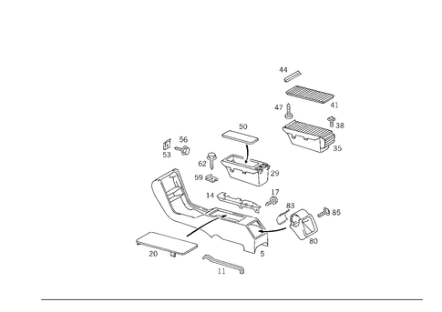Housing with Tray, Armrest, and Ashtray for 1993 Mercedes-Benz 400SEL #0