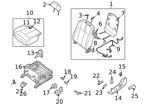 Front Seat Components for 2010 Nissan Altima #1