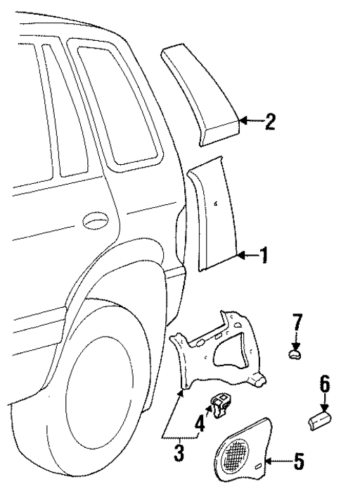 Interior Trim - Quarter Panels for 2002 Kia Sportage #0