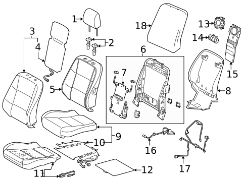 Passenger Seat Components for 2018 Lexus ES350 #1