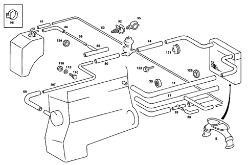Heating Water Connection for 1989 Mercedes-Benz 190 E #0