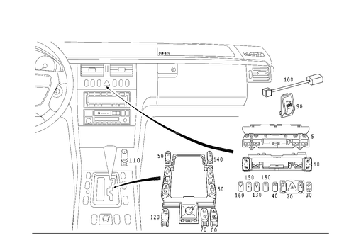 Switch in Instrument Panel and Center Console for 1998 Mercedes-Benz E430 #1