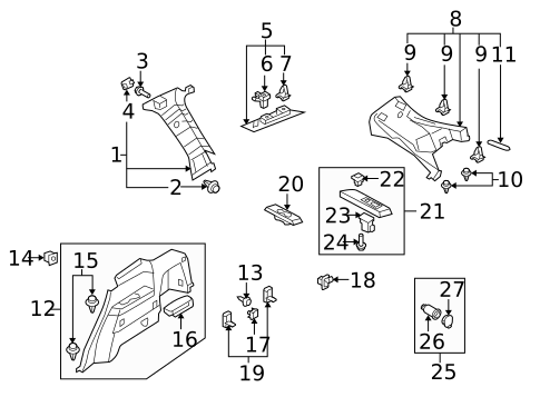 Interior Trim - Quarter Panels for 2007 Mazda CX-9 #0