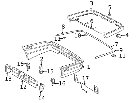 Bumper & Components - Rear for 1998 Mercedes-Benz E430 #0