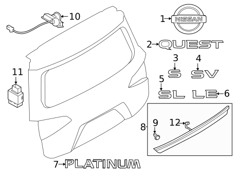 Liftgate for 2016 Nissan Quest #1