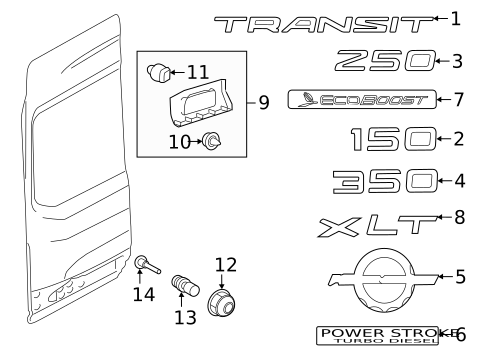 Exterior Trim - Back Door for 2019 Ford Transit-150 #1