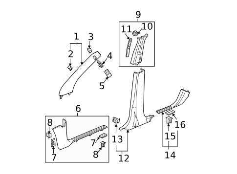 Interior Trim - Pillars for 2006 Chevrolet Equinox #0