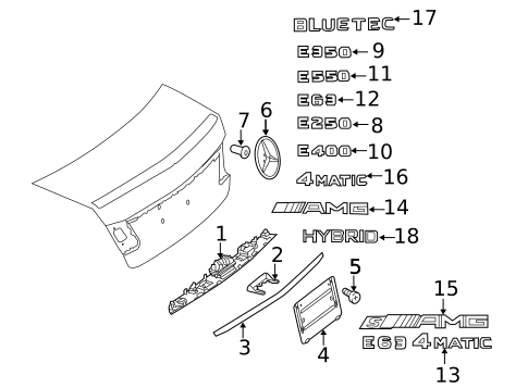Exterior Trim - Trunk for 2016 Mercedes-Benz E63 AMG S #0