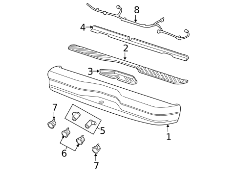 Bumper & Components - Rear for 1998 Ford E-150 Econoline Club Wagon #1