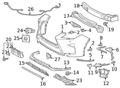 Bumper & Components - Front for 2016 Lexus RX450h #0