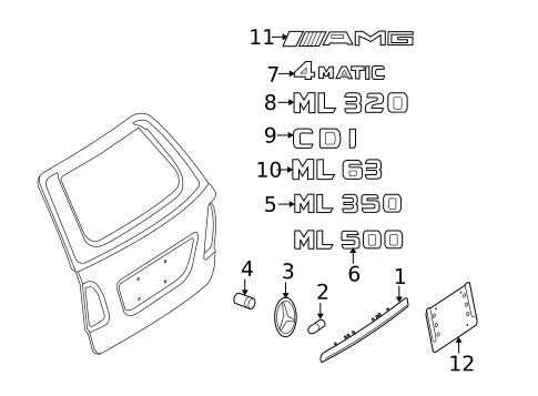 Exterior Trim - Lift Gate for 2010 Mercedes-Benz ML63 AMG #0